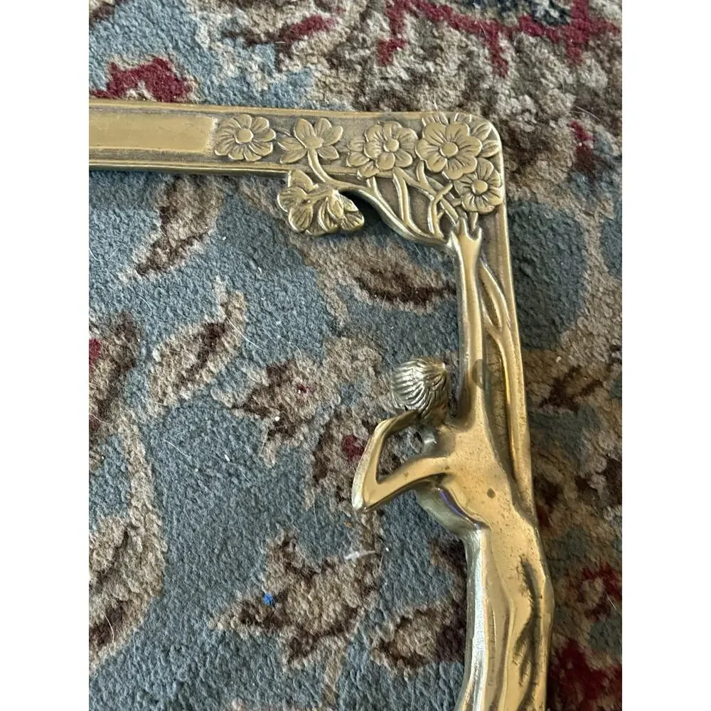 Picture Frame Art Nouveau Brass Lady ANTIQUE, BEAUTIFUL